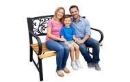 Ławka Ogrodowa Park Taras Ogród Metalowe Oparcie Drewniana Zdobiona 118 cm