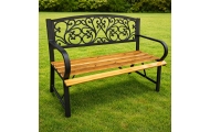 Ławka Ogrodowa Park Taras Ogród Metalowe Oparcie Drewniana Zdobiona 118 cm