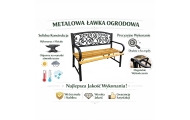 Ławka Ogrodowa Park Taras Ogród Metalowe Oparcie Drewniana Zdobiona 118 cm