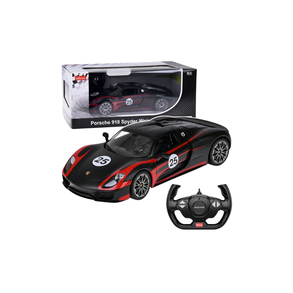 Nuotoliniu būdu valdomas automobilis Porsche 918 Spyder Performance RC, juodos spalvos, „Rastar“, 1:14-Žaislai, Auto ir transpor
