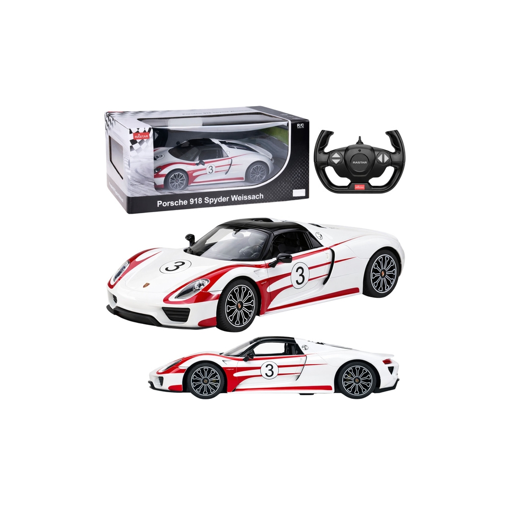 Nuotoliniu būdu valdomas Porsche 918 Spyder Performance RC automobilis, baltas, „Rastar“, 1:14-Žaislai, Auto ir transporto žaisl