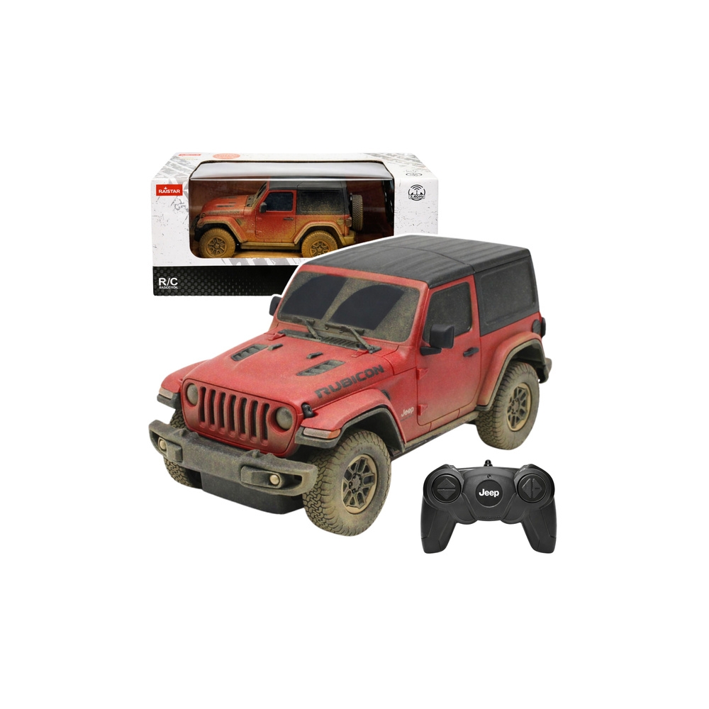 Nuotoliniu būdu valdomas automobilis JEEP Wrangler Rubicon-Muddy, raudonos spalvos, „Rastar“, mastelis 1:24-Žaislai, Auto ir tra