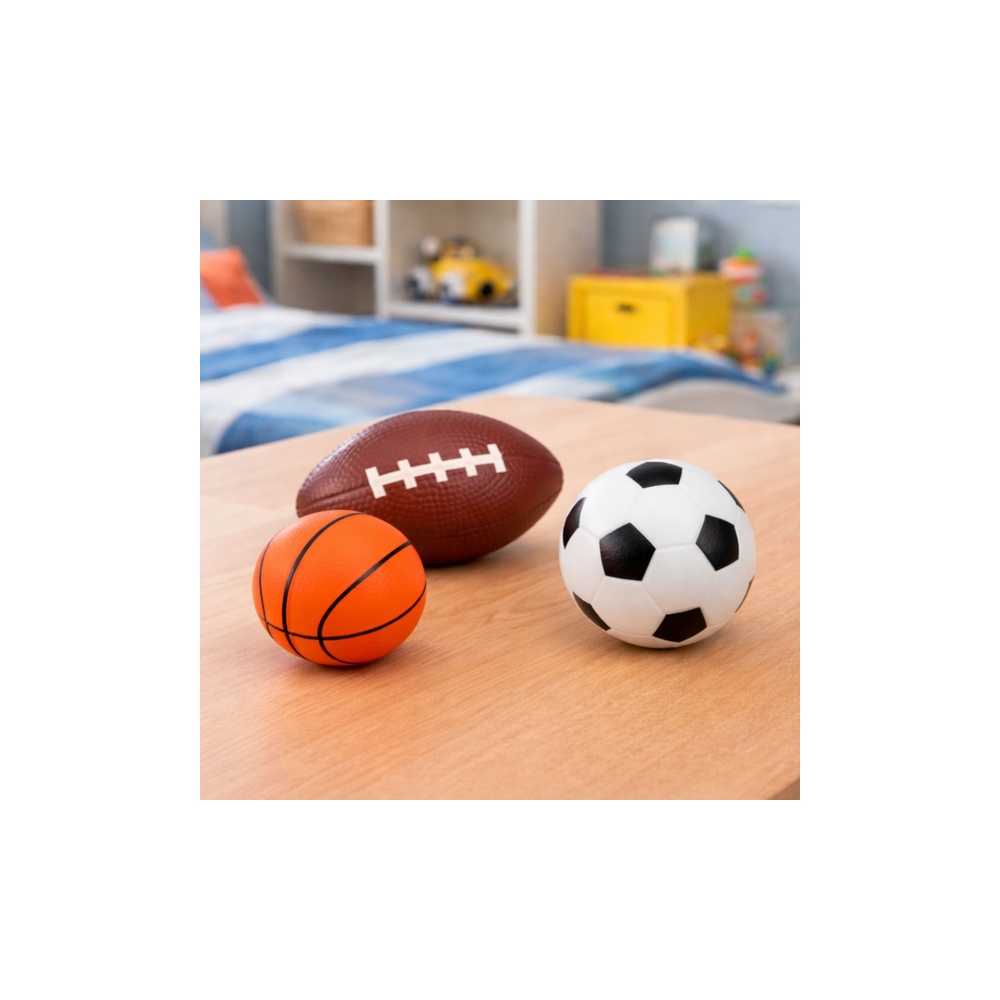 Minkštų putplasčio kamuolių rinkinys 3 vnt 10 cm, krepšinio, regbio, futbolo-Žaislai, Lauko žaislai, Lauko žaidimai ir sporto pr