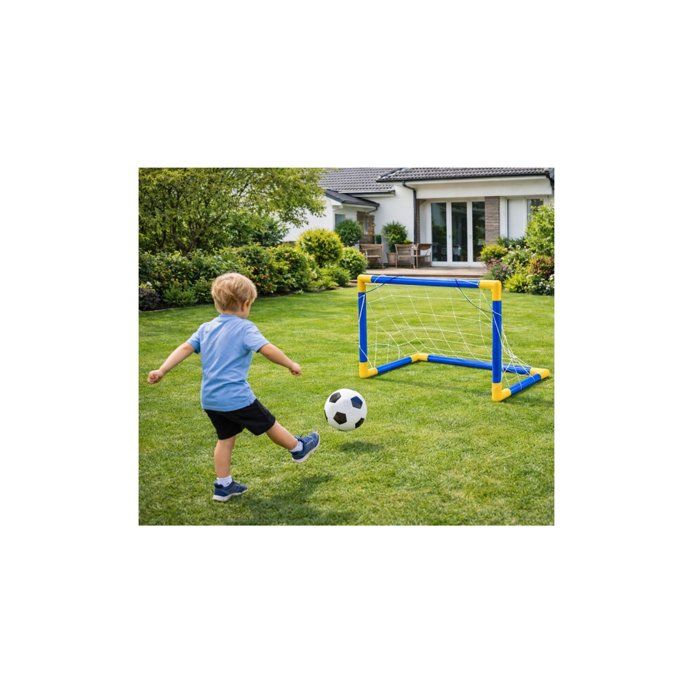 Zestaw Sportowy Do Gry W Piłkę Nożną Bramka Piłkarska Piłka Pompka 62x40cm