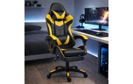 Fotel Gamingowy LEAN Obrotowy Biurowy Z Podnóżkiem Poduszki Czarno-Żółty