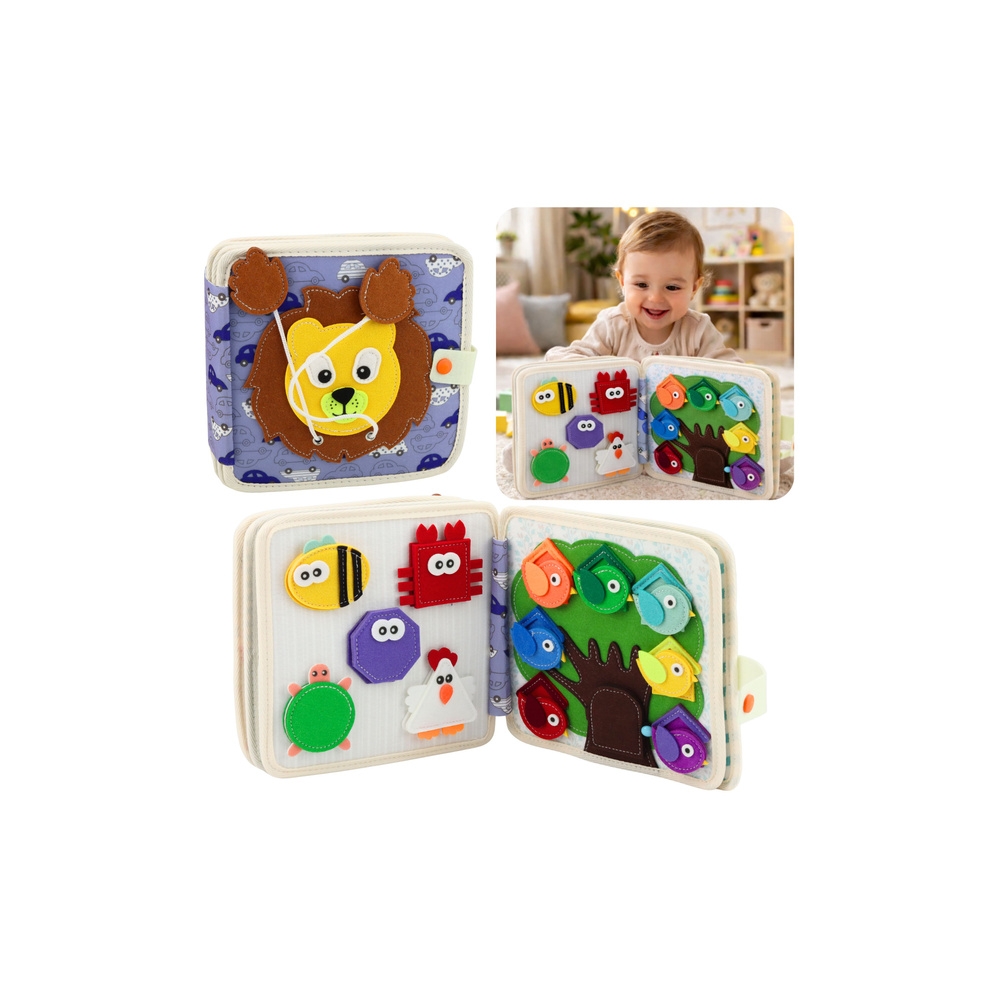 Książeczka Edukacyjna Sensoryczna Filcowa 3D Dżungla Lew