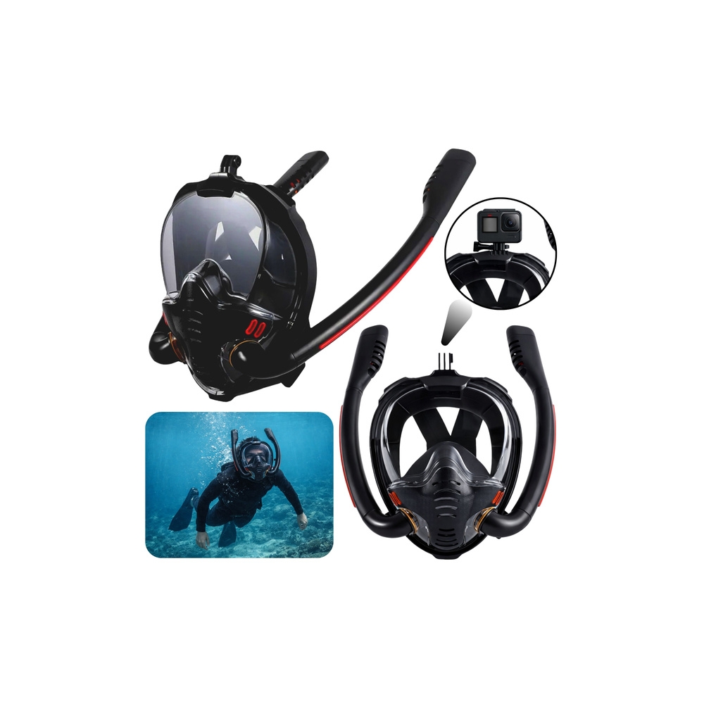 Viso veido snorkelingo ir nardymo kaukė „AntiFog DryTop“, juoda, L/XL-Žaislai, Lauko žaislai, Vandens ir smėlio žaislai, Nardymo