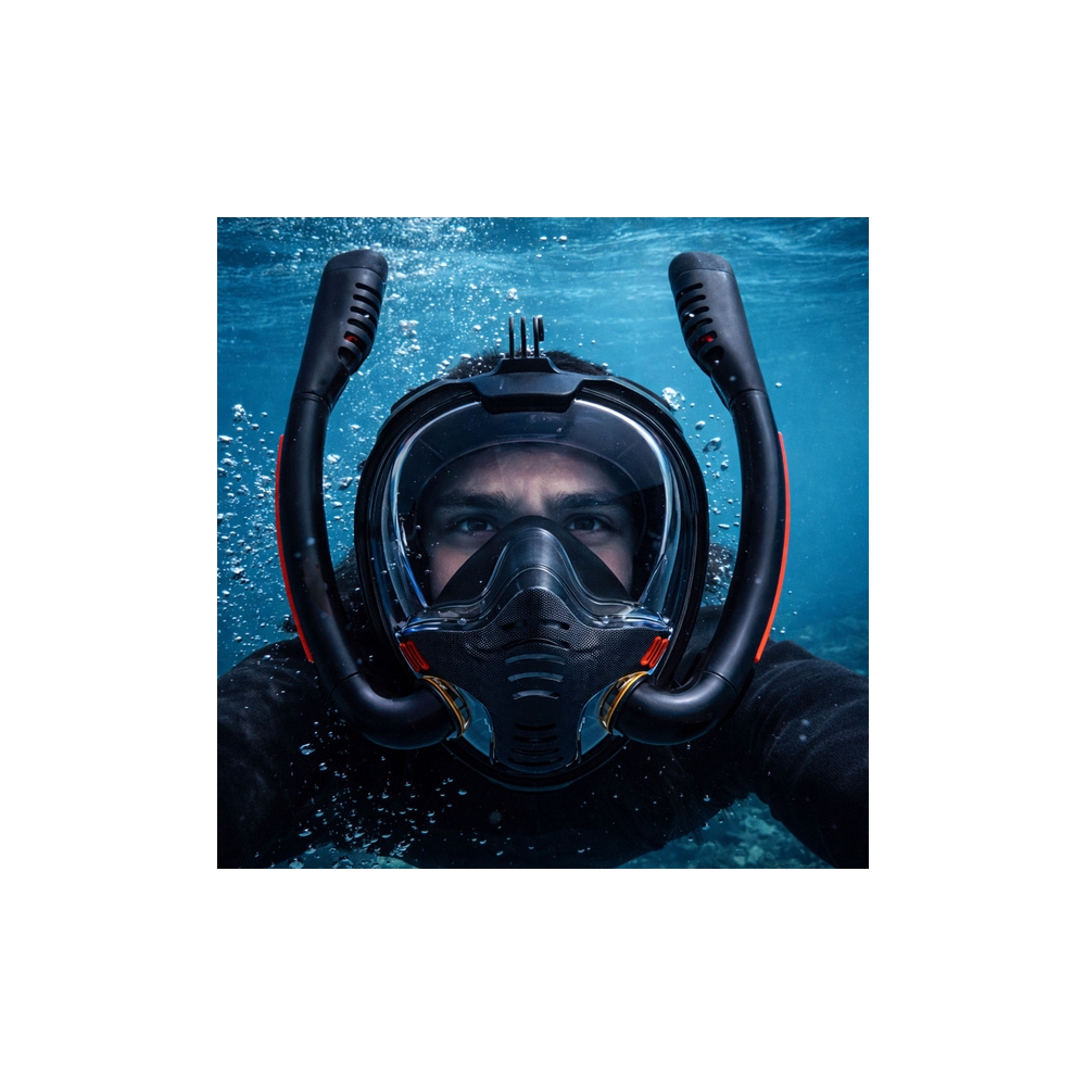 Viso veido snorkelingo ir nardymo kaukė „AntiFog DryTop“, juoda, L/XL-Žaislai, Lauko žaislai, Vandens ir smėlio žaislai, Nardymo