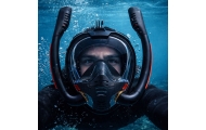 Viso veido snorkelingo ir nardymo kaukė „AntiFog DryTop“, juoda, L/XL-Žaislai, Lauko žaislai, Vandens ir smėlio žaislai, Nardymo