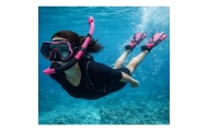Zestaw Do Nurkowania Snorkelingu Płetwy Okulary Fajka Czarno-Różowy S/M