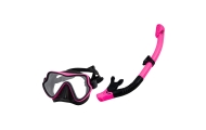 Zestaw Do Nurkowania Snorkelingu Płetwy Okulary Fajka Czarno-Różowy S/M