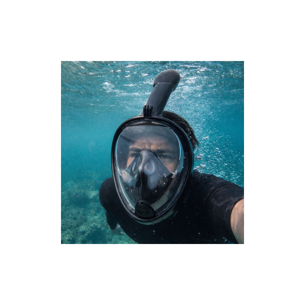 Maska Do Snorkelingu Nurkowania Pełnotwarzowa System AntiFog Czarna L/XL