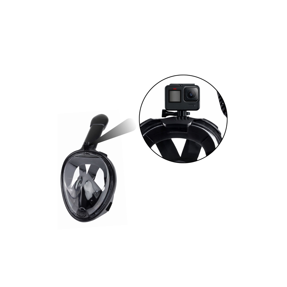 Maska Do Snorkelingu Nurkowania Pełnotwarzowa System AntiFog Czarna L/XL