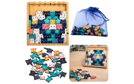 Drewniane Puzzle Kotki Układanka Edukacyjna Ramka Woreczek 62 el.