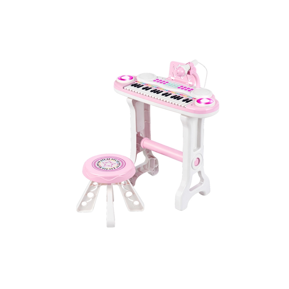 Pianinko Elektroniczne Organy Dla Dzieci Stołek Mikrofon MP3 Różowe