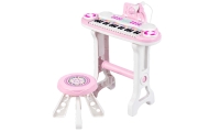 Pianinko Elektroniczne Organy Dla Dzieci Stołek Mikrofon MP3 Różowe