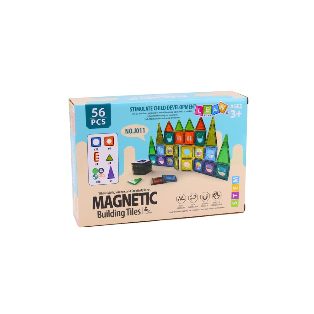 Zestaw Klocki Magnetyczne Konstrukcyjne 3D Okienka Panele Kolorowe 56 el.