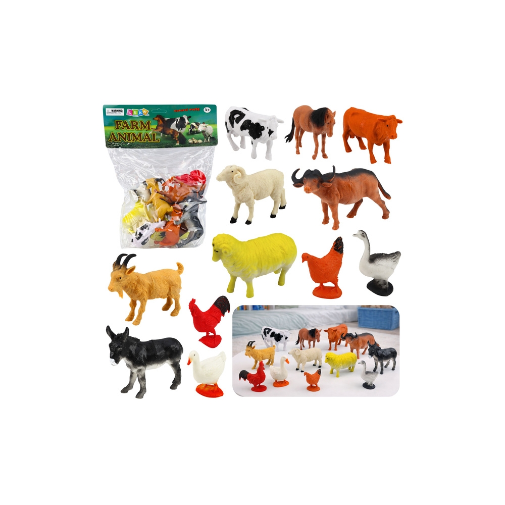 Zestaw Figurki Zwierzęta Gospodarskie Domowe Farma 12 szt.