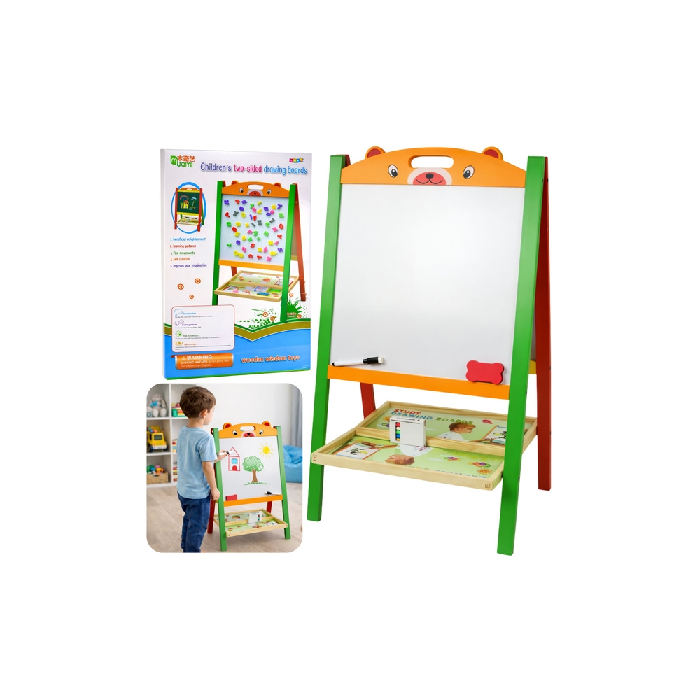 Dwustronna Tablica Edukacyjna Magnetyczna Kredowa 2w1 Pisak Litery Liczby