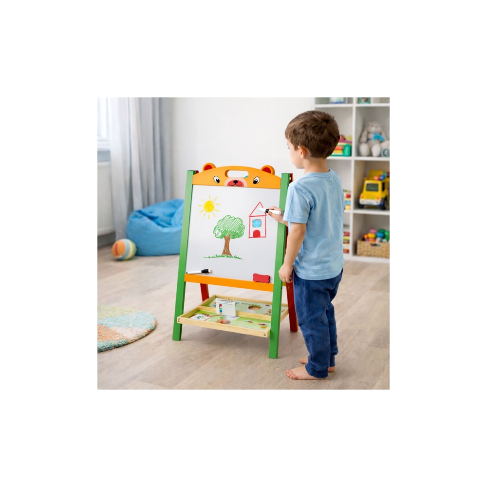Dwustronna Tablica Edukacyjna Magnetyczna Kredowa 2w1 Pisak Litery Liczby