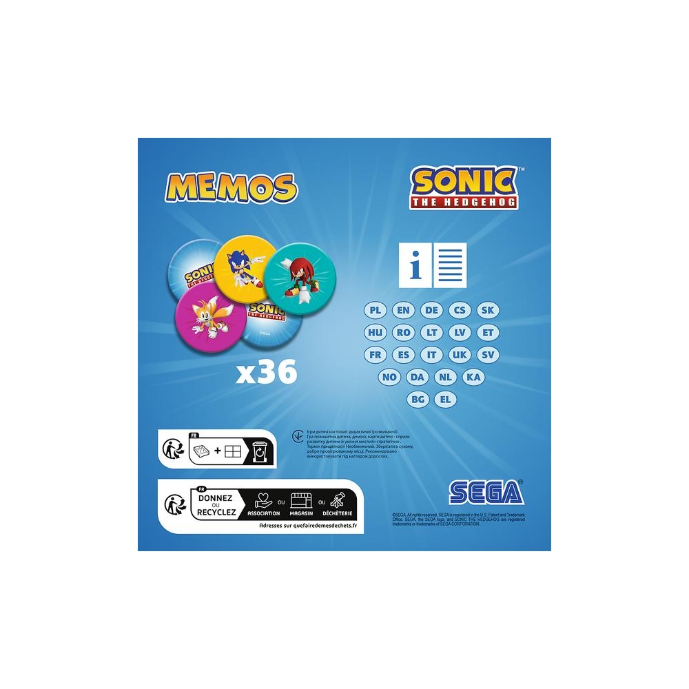 Žaidimas - Sonic Memos - Hedgehog - Trefl 02897-Žaislai, Stalo žaidimai, Įvairūs stalo žaidimai-e-vaikas
