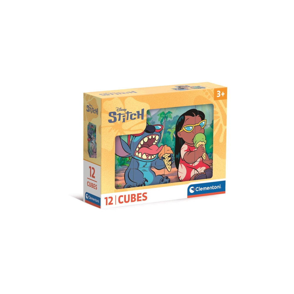 Dėlionė 12 DISNEY STITCH kubelių Clementoni 41347-Žaislai, Dėlionės, 3D - tūrinės dėlionės-e-vaikas