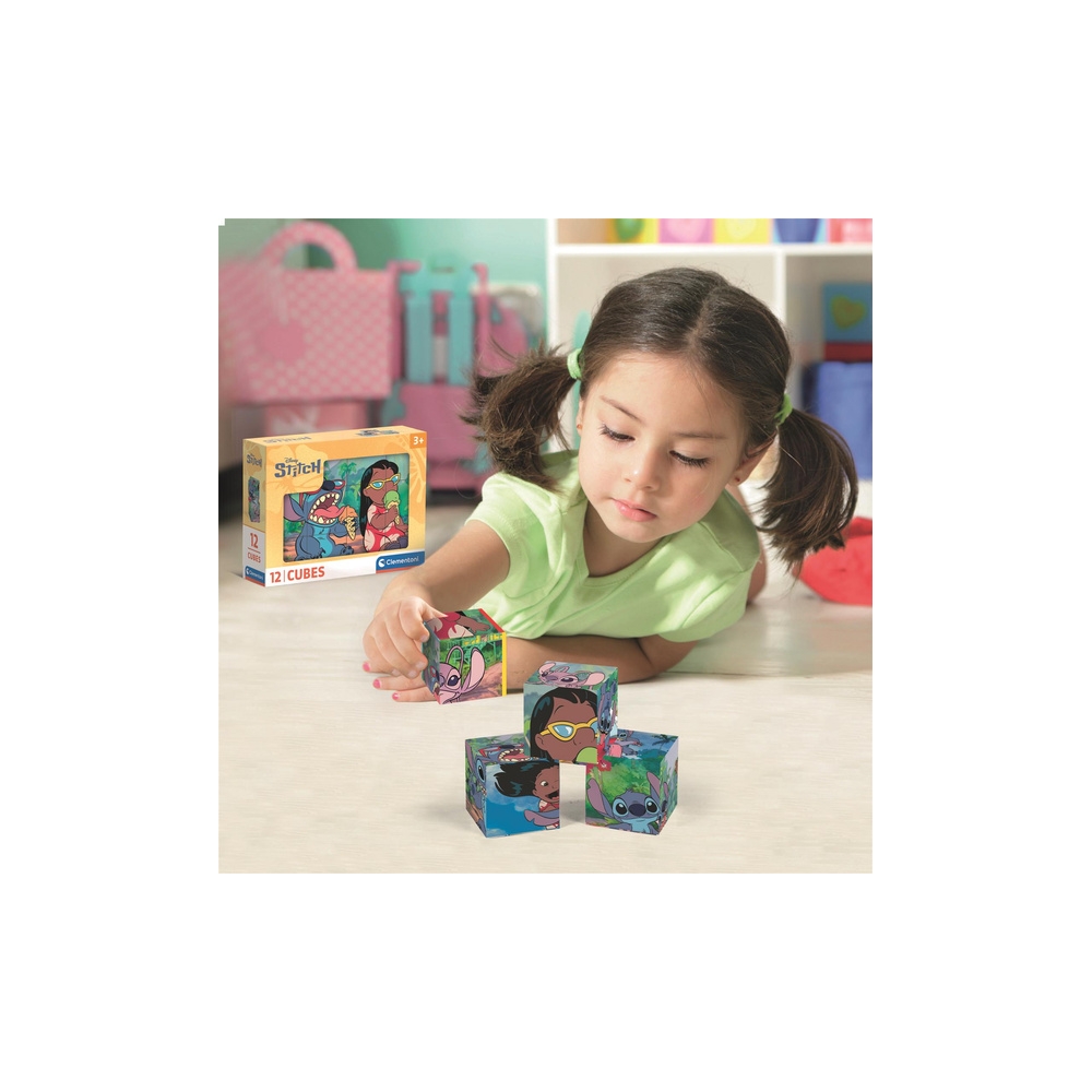 Puzzle 12 Klocków Sześcianów DISNEY STITCH Clementoni&nbsp;41347