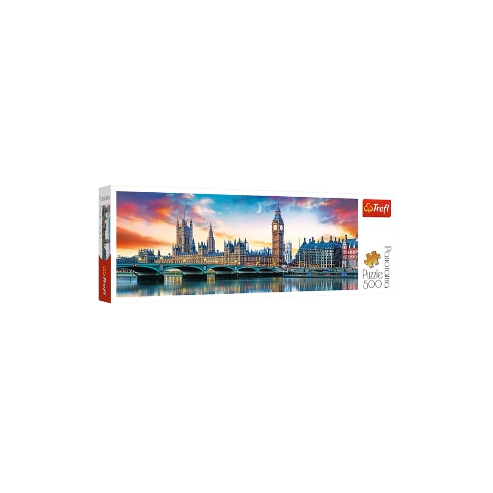 Dėlionė – 500 dalių – Panorama – Big Benas ir Vestminsterio rūmai, Londonas – Trefl 29507-Žaislai, Dėlionės, Dėlionės nuo 500 de