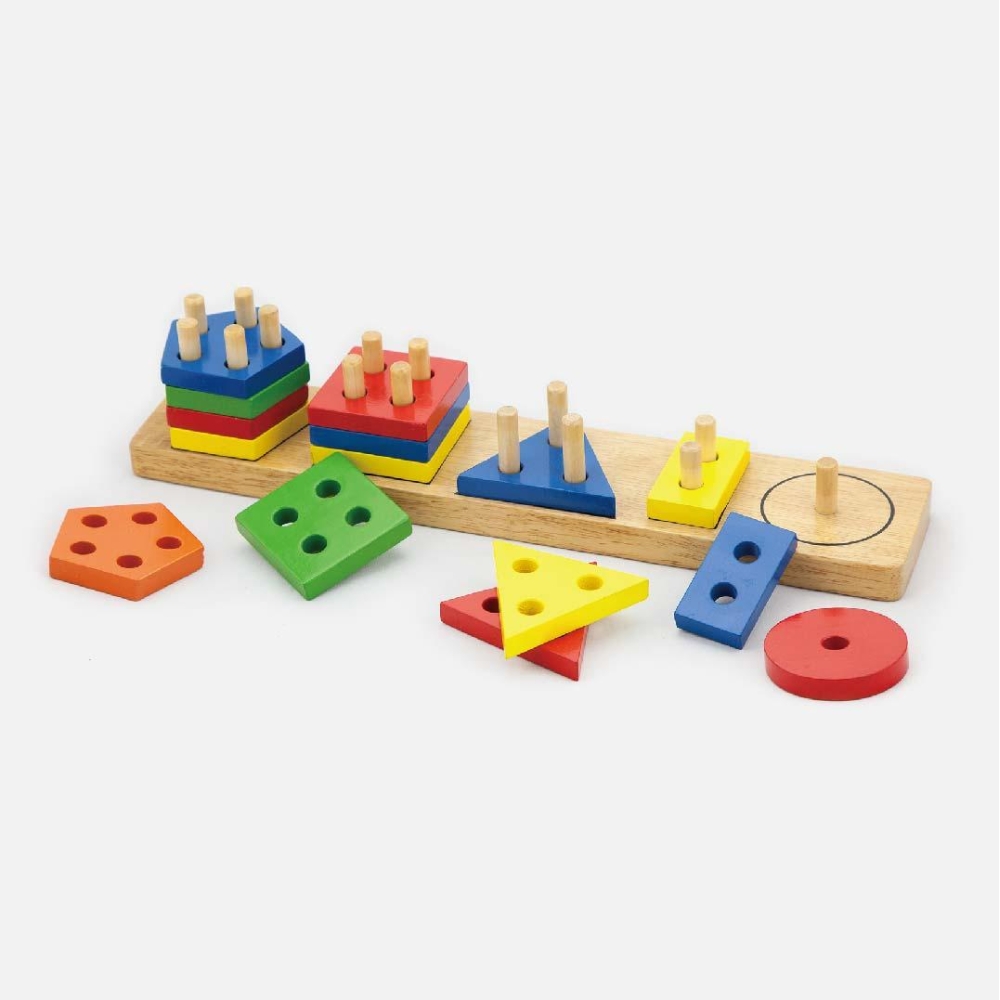 Medinės kaladėlės su formų rūšiuokle Viga Montessori-Žaislai, Kūdikiams, Žaislai mažyliams (iki 4 m.