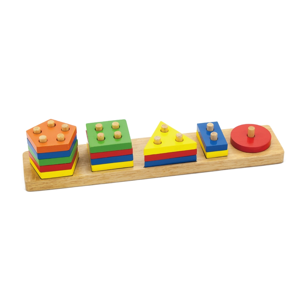 Viga Drewniane Klocki z sorterem kształtów Montessori