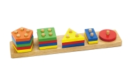 Viga Drewniane Klocki z sorterem kształtów Montessori