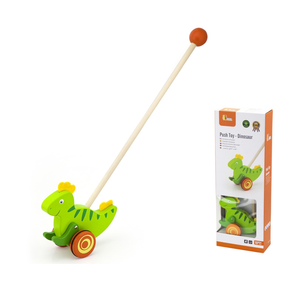 Medinis stumiamas dinozauras Viga Toys, žalias-Žaislai, Kūdikiams, Žaislai mažyliams (iki 4 m.