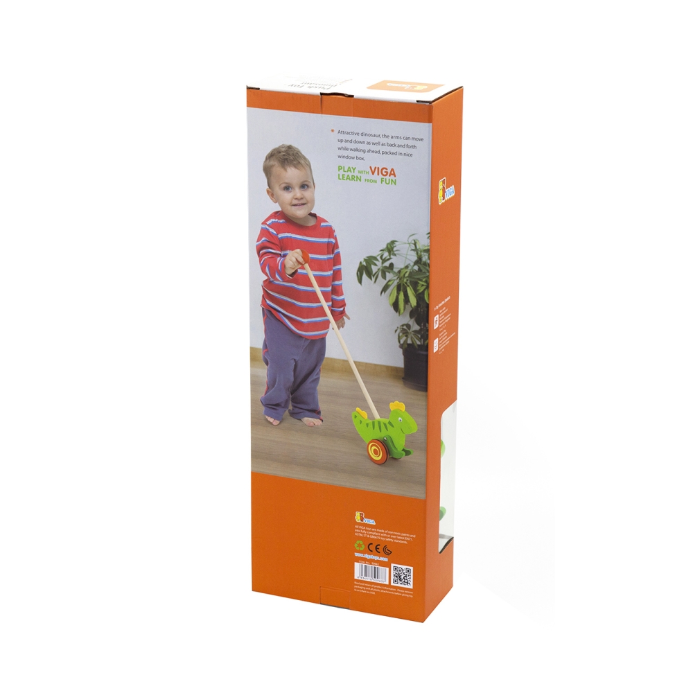 Medinis stumiamas dinozauras Viga Toys, žalias-Žaislai, Kūdikiams, Žaislai mažyliams (iki 4 m.