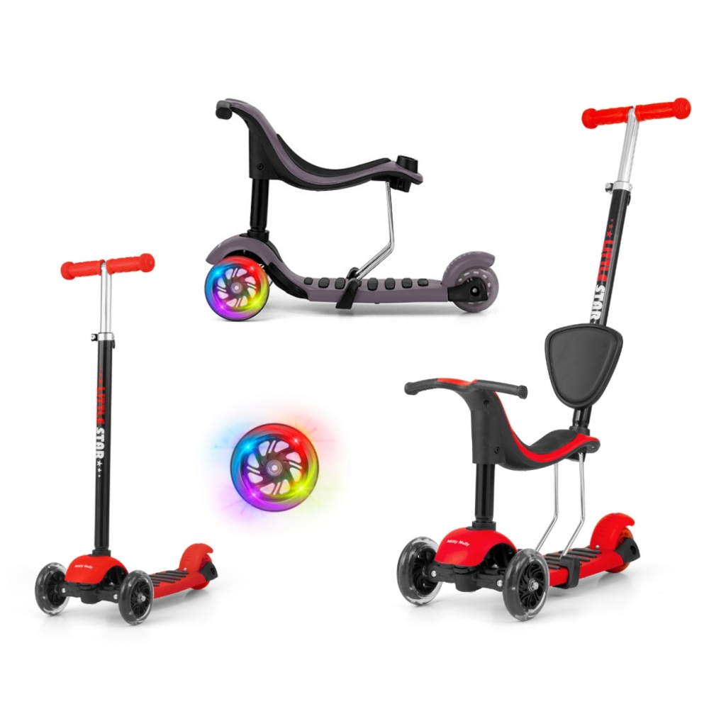 Milly Mally Ride On/Scooter 3in1 Little Star Red