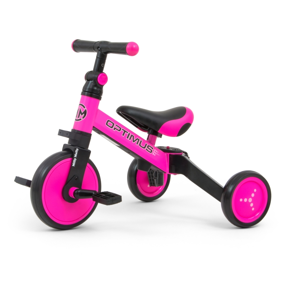 Triratis Optimus 3-in-1, Pink-Judėjimui, Balansiniai dviratukai, Triratukai vaikams-e-vaikas