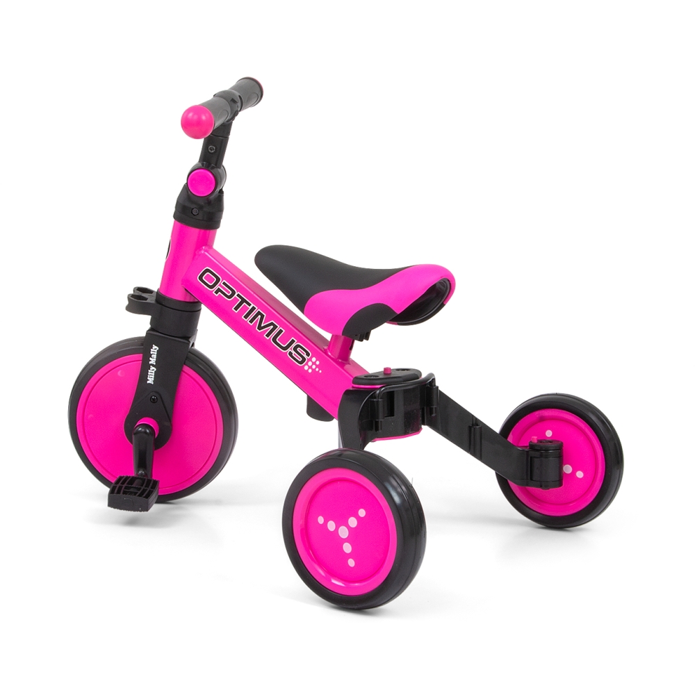 Triratis Optimus 3-in-1, Pink-Judėjimui, Balansiniai dviratukai, Triratukai vaikams-e-vaikas