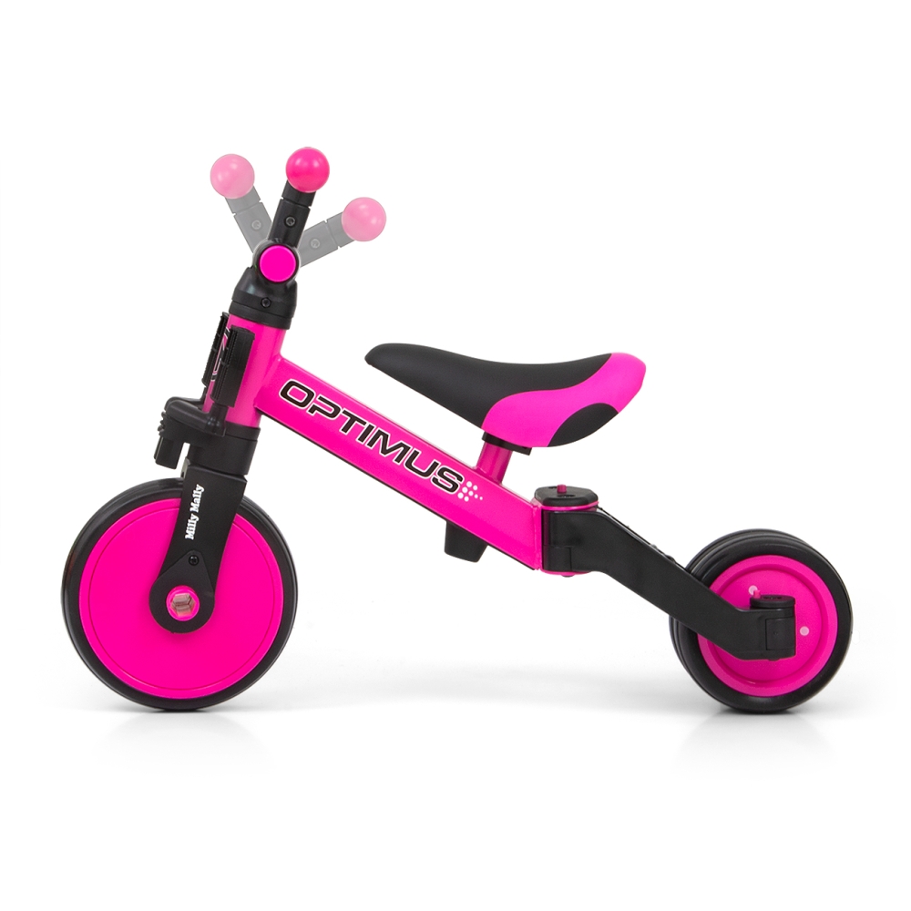 Triratis Optimus 3-in-1, Pink-Judėjimui, Balansiniai dviratukai, Triratukai vaikams-e-vaikas