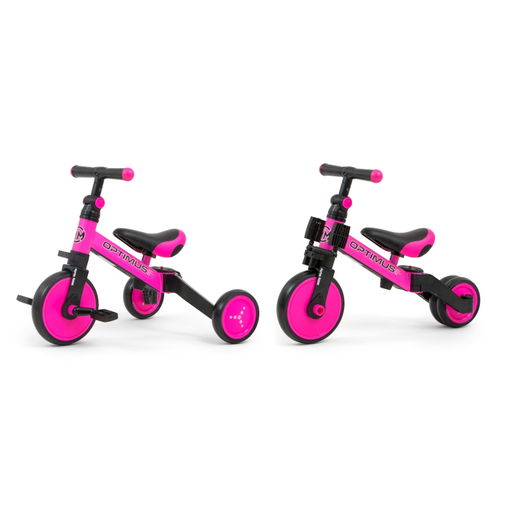 Triratis Optimus 3-in-1, Pink-Judėjimui, Balansiniai dviratukai, Triratukai vaikams-e-vaikas