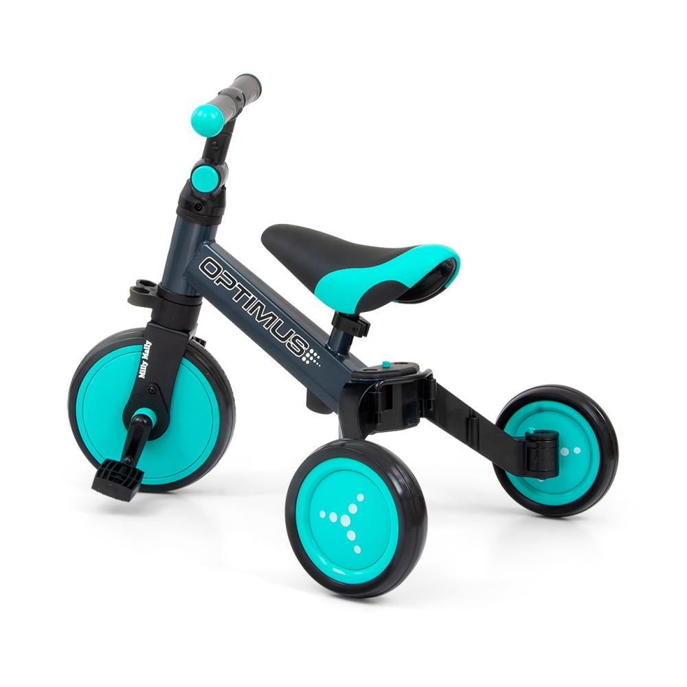 Milly Mally Ride On - Dviratis 3in1 OPTIMUS Mint-Judėjimui, Balansiniai dviratukai-e-vaikas
