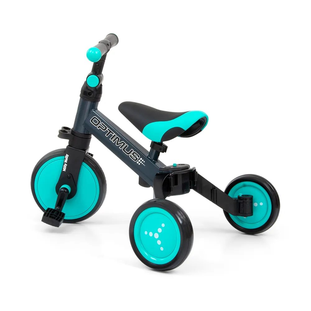 Milly Mally Ride On - Dviratis 3in1 OPTIMUS Mint-Judėjimui, Balansiniai dviratukai-e-vaikas