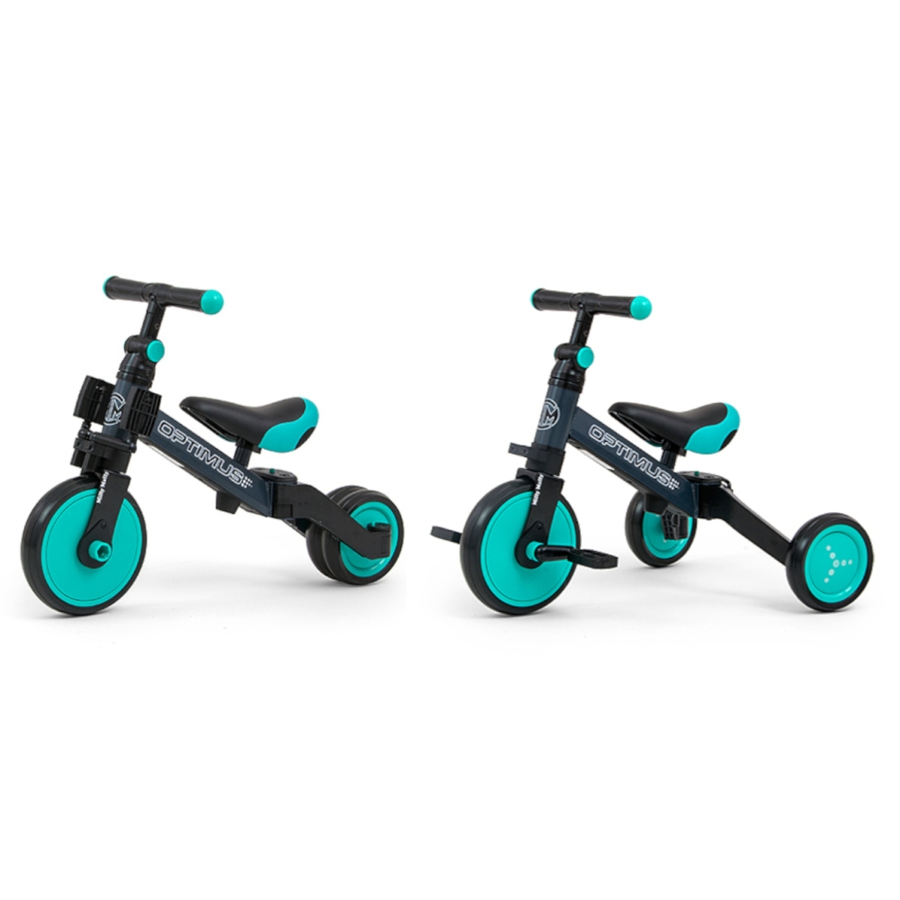 Milly Mally Ride On - Dviratis 3in1 OPTIMUS Mint-Judėjimui, Balansiniai dviratukai-e-vaikas