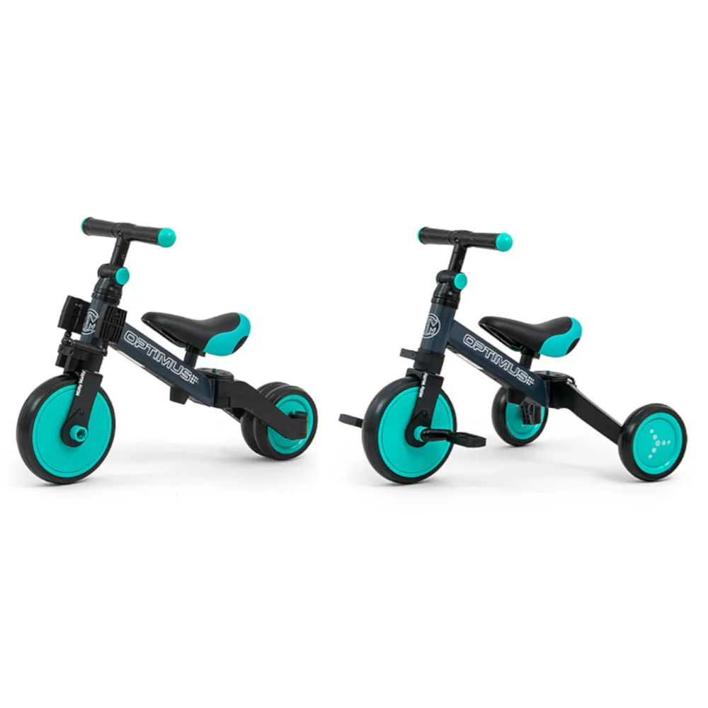 Milly Mally Ride On - Dviratis 3in1 OPTIMUS Mint-Judėjimui, Balansiniai dviratukai-e-vaikas