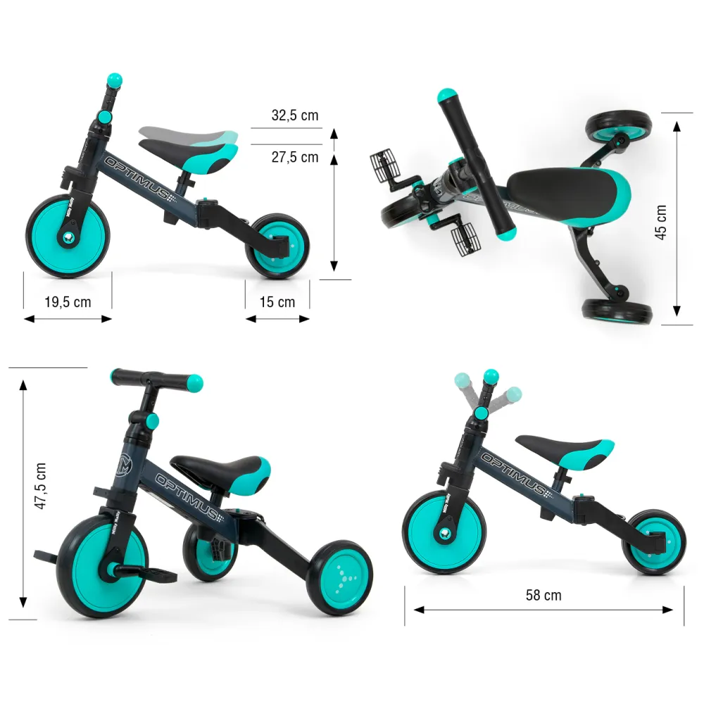 Milly Mally Ride On – Bike 3in1 OPTIMUS Mint