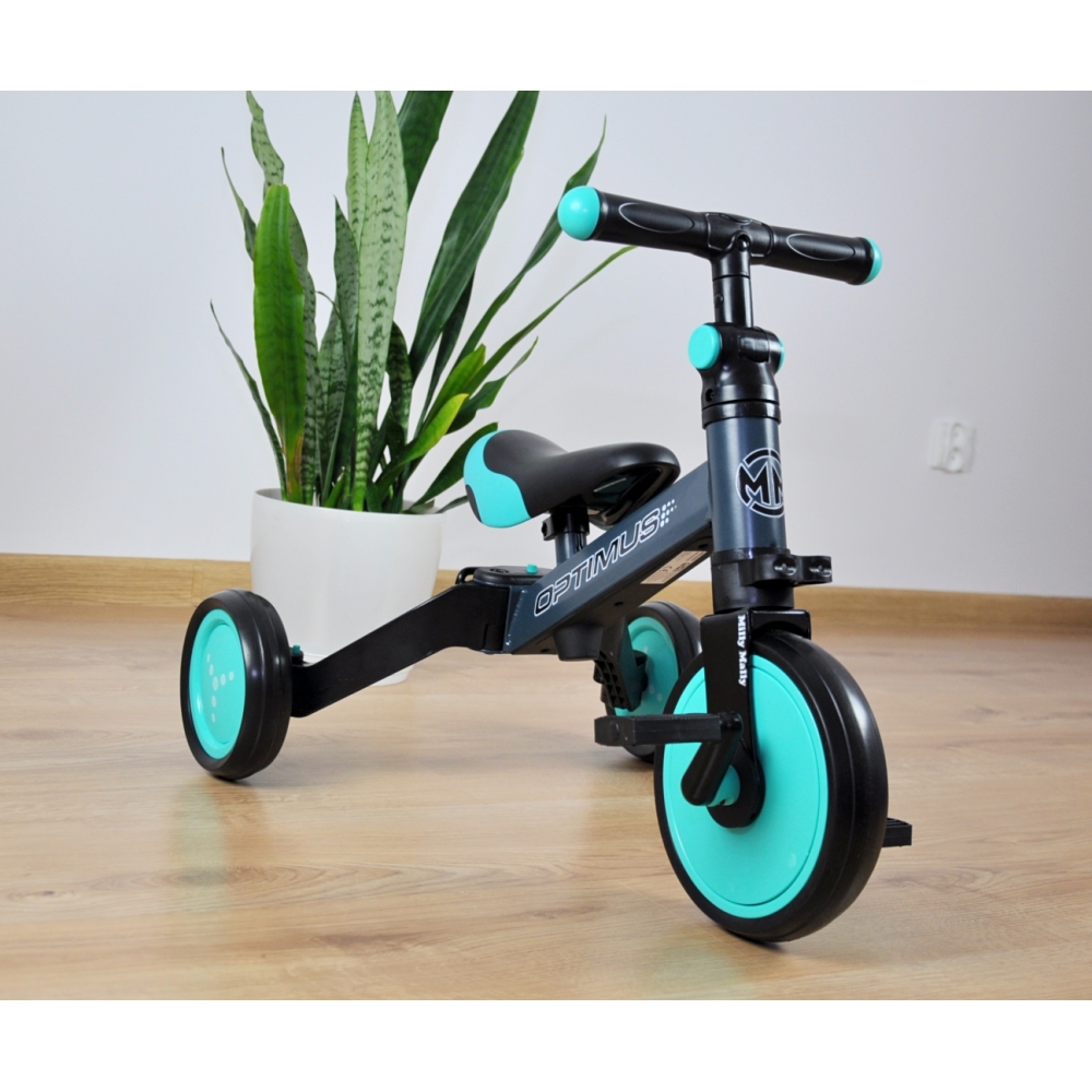 Milly Mally Ride On - Dviratis 3in1 OPTIMUS Mint-Judėjimui, Balansiniai dviratukai-e-vaikas