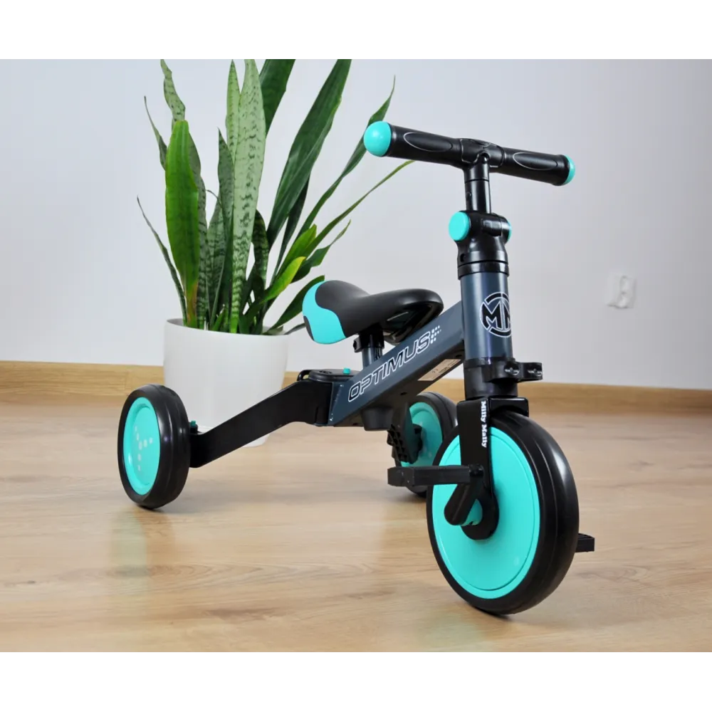 Milly Mally Ride On - Dviratis 3in1 OPTIMUS Mint-Judėjimui, Balansiniai dviratukai-e-vaikas