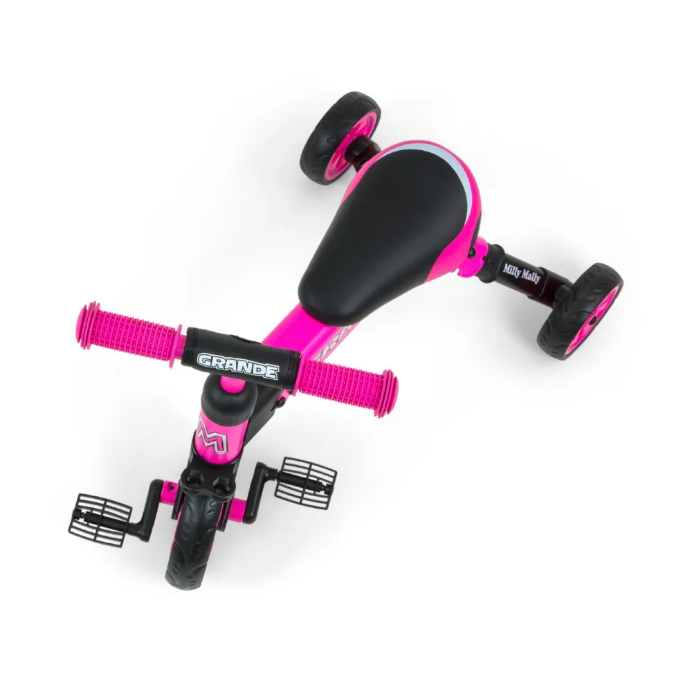 Milly Mally Ride On - Dviratis 2in1 GRANDE Pink-Judėjimui, Balansiniai dviratukai-e-vaikas