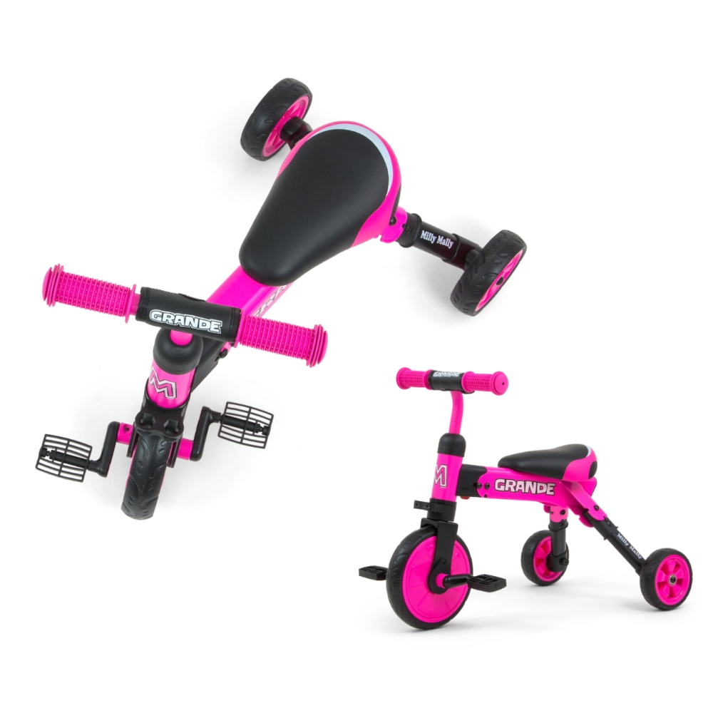 Milly Mally Ride On - Dviratis 2in1 GRANDE Pink-Judėjimui, Balansiniai dviratukai-e-vaikas