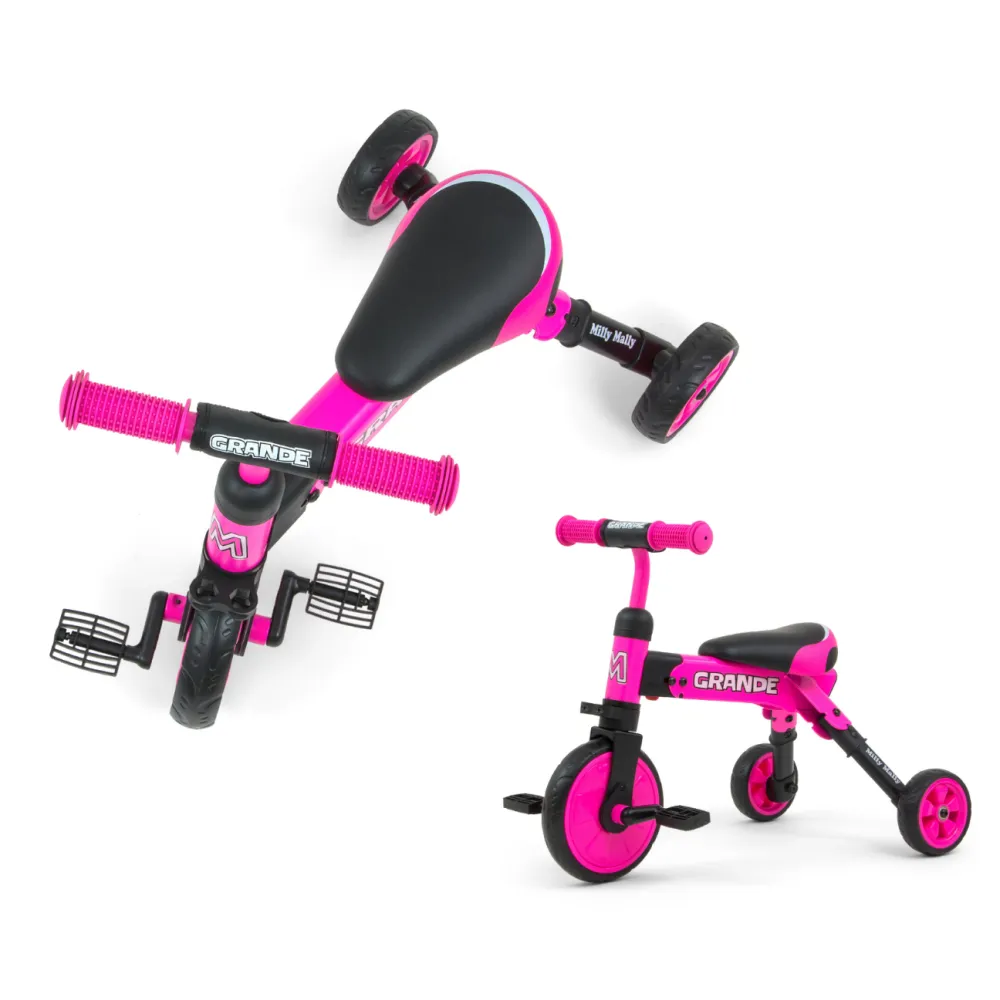 Milly Mally Ride On - Dviratis 2in1 GRANDE Pink-Judėjimui, Balansiniai dviratukai-e-vaikas