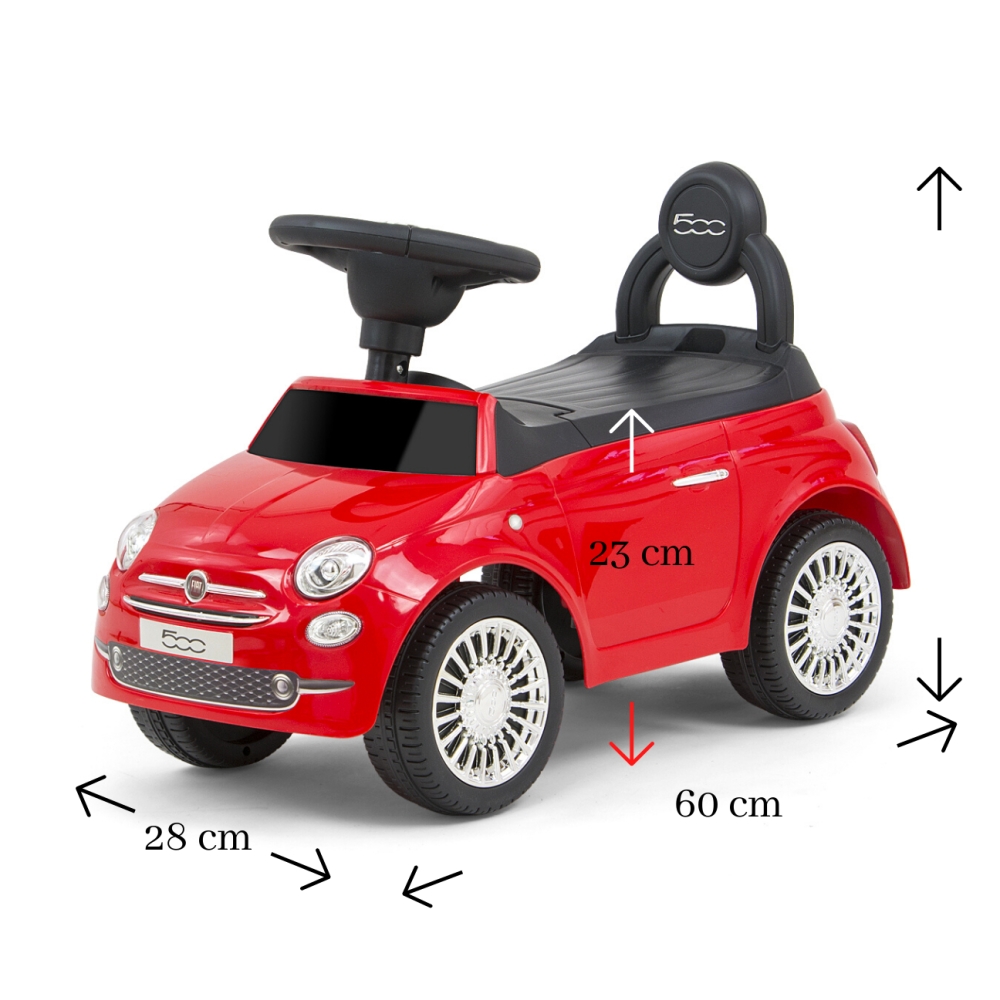 Milly Mally Ride On Fiat 500 Red-Judėjimui, Paspiriamosios mašinėlės ir jų priedai, Paspiriamos mašinėlės-e-vaikas