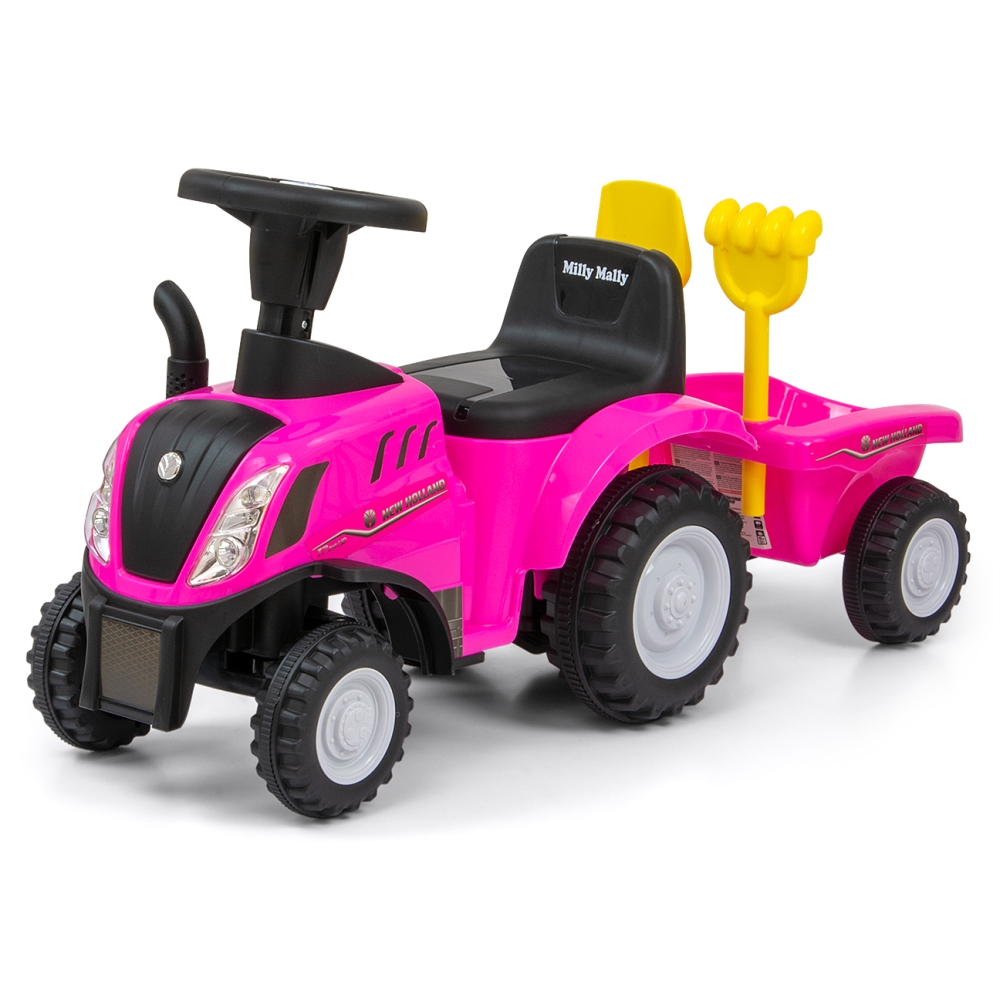 Milly Mally Pasivažinėjimas New Holland T7 traktoriumi rožinės spalvos-Judėjimui, Paspiriamosios mašinėlės ir jų priedai, Paspir